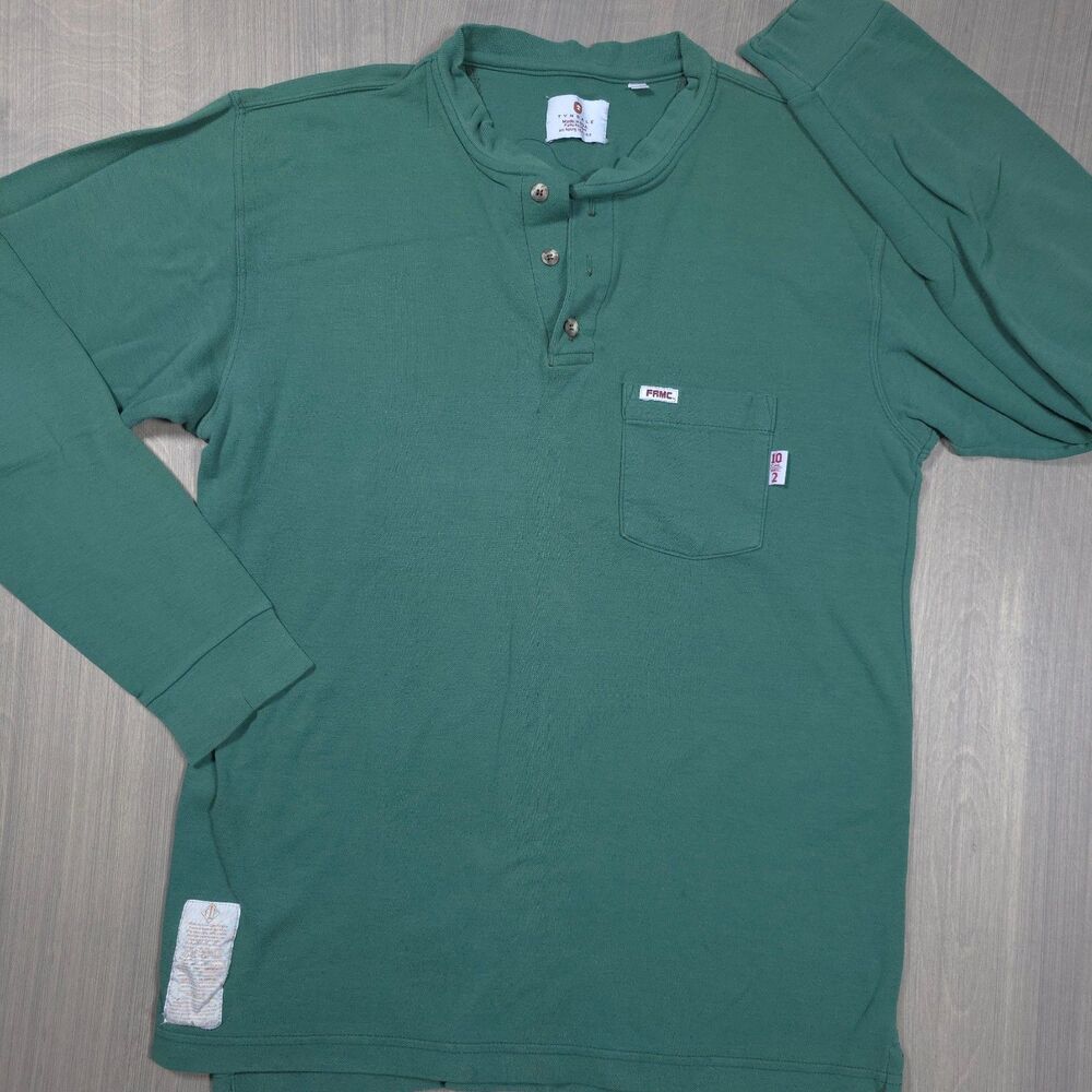 Tyndale FRMC Green Long Sleeve Henley Work Shirt L